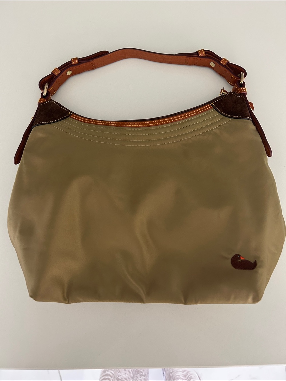 Dooney & Bourke Tan Shoulder Bag with Brown Trim